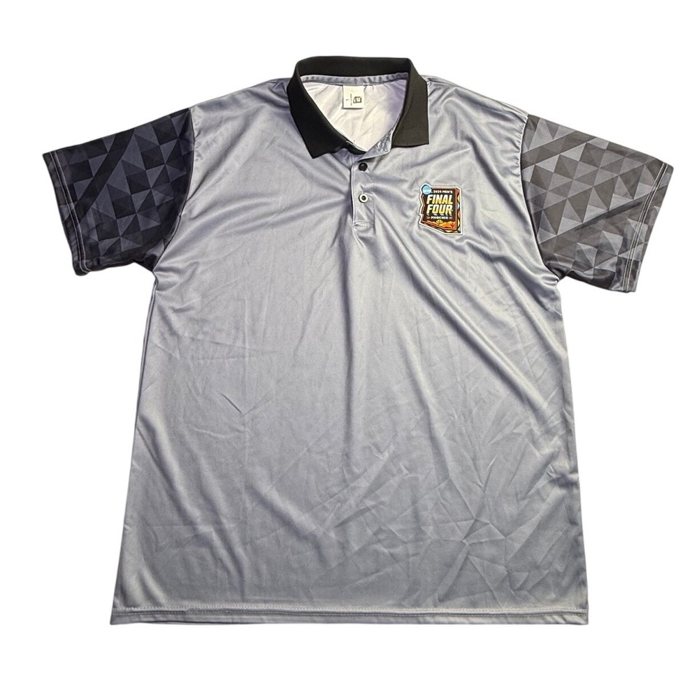 NCAA 2024 Mens Final Four Phoenix Polo Shirt Gray Black Geometric Large L-2352